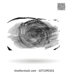 Grey  brush stroke and texture. Grunge vector abstract hand - painted element. Underline and border design.