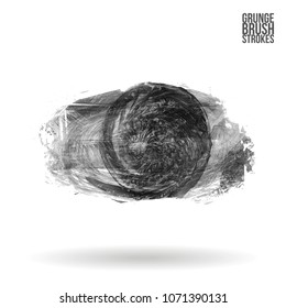 Grey  brush stroke and texture. Grunge vector abstract hand - painted element. Underline and border design.