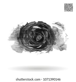 Grey  brush stroke and texture. Grunge vector abstract hand - painted element. Underline and border design.