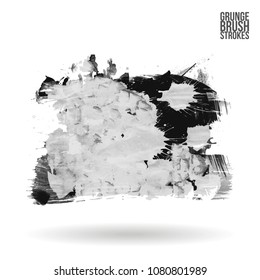 Grey  brush stroke and texture. Grunge vector abstract hand - painted element. Underline and border design.