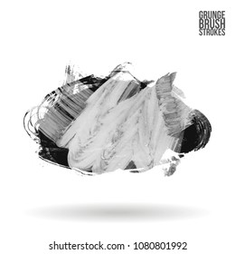 Grey  brush stroke and texture. Grunge vector abstract hand - painted element. Underline and border design.