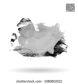 Grey  brush stroke and texture. Grunge vector abstract hand - painted element. Underline and border design.