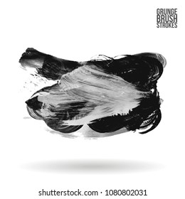 Grey  brush stroke and texture. Grunge vector abstract hand - painted element. Underline and border design.