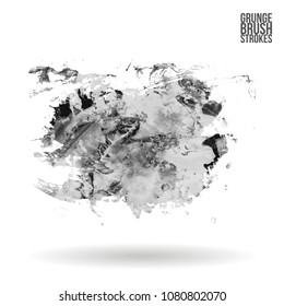 Grey  brush stroke and texture. Grunge vector abstract hand - painted element. Underline and border design.
