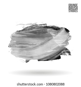 Grey  brush stroke and texture. Grunge vector abstract hand - painted element. Underline and border design.