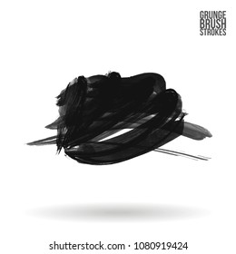 Grey  brush stroke and texture. Grunge vector abstract hand - painted element. Underline and border design.
