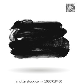 Grey  brush stroke and texture. Grunge vector abstract hand - painted element. Underline and border design.