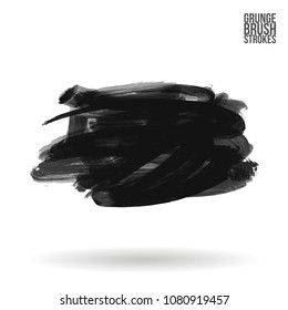 Grey  brush stroke and texture. Grunge vector abstract hand - painted element. Underline and border design.
