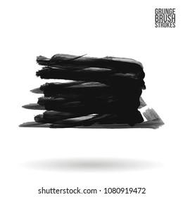 Grey  brush stroke and texture. Grunge vector abstract hand - painted element. Underline and border design.