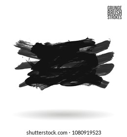 Grey  brush stroke and texture. Grunge vector abstract hand - painted element. Underline and border design.