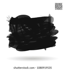 Grey  brush stroke and texture. Grunge vector abstract hand - painted element. Underline and border design.
