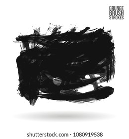 Grey  brush stroke and texture. Grunge vector abstract hand - painted element. Underline and border design.