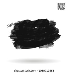 Grey  brush stroke and texture. Grunge vector abstract hand - painted element. Underline and border design.