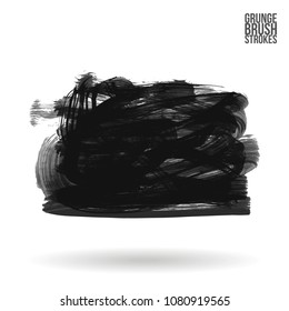 Grey  brush stroke and texture. Grunge vector abstract hand - painted element. Underline and border design.