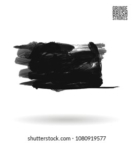 Grey  brush stroke and texture. Grunge vector abstract hand - painted element. Underline and border design.