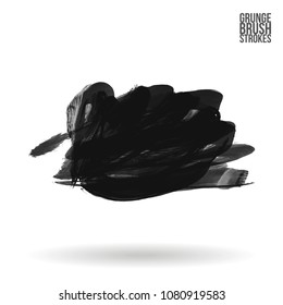 Grey  brush stroke and texture. Grunge vector abstract hand - painted element. Underline and border design.