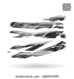 Grey  brush stroke and texture. Grunge vector abstract hand - painted element. Underline and border design.