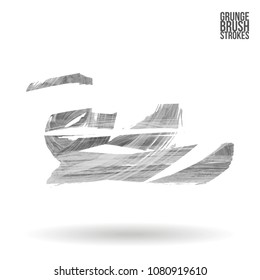 Grey  brush stroke and texture. Grunge vector abstract hand - painted element. Underline and border design.