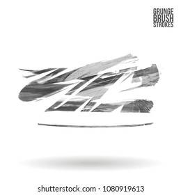 Grey  brush stroke and texture. Grunge vector abstract hand - painted element. Underline and border design.