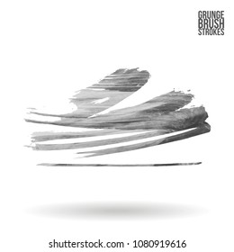 Grey  brush stroke and texture. Grunge vector abstract hand - painted element. Underline and border design.