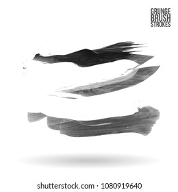 Grey  brush stroke and texture. Grunge vector abstract hand - painted element. Underline and border design.