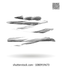 Grey  brush stroke and texture. Grunge vector abstract hand - painted element. Underline and border design.