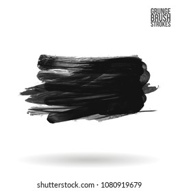 Grey  brush stroke and texture. Grunge vector abstract hand - painted element. Underline and border design.