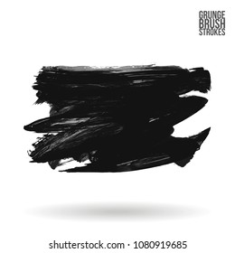 Grey  brush stroke and texture. Grunge vector abstract hand - painted element. Underline and border design.