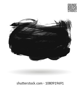 Grey  brush stroke and texture. Grunge vector abstract hand - painted element. Underline and border design.