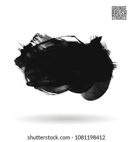 Grey  brush stroke and texture. Grunge vector abstract hand - painted element. Underline and border design.