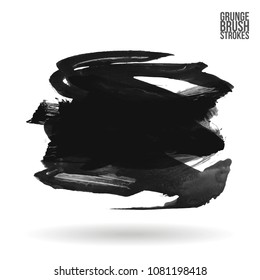 Grey  brush stroke and texture. Grunge vector abstract hand - painted element. Underline and border design.