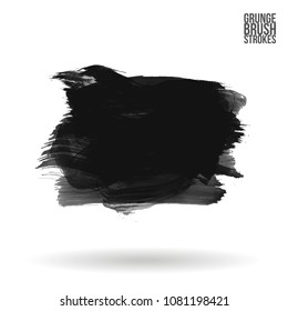 Grey  brush stroke and texture. Grunge vector abstract hand - painted element. Underline and border design.
