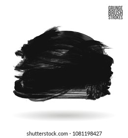Grey  brush stroke and texture. Grunge vector abstract hand - painted element. Underline and border design.