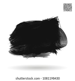 Grey  brush stroke and texture. Grunge vector abstract hand - painted element. Underline and border design.