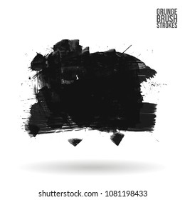 Grey  brush stroke and texture. Grunge vector abstract hand - painted element. Underline and border design.