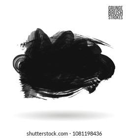 Grey  brush stroke and texture. Grunge vector abstract hand - painted element. Underline and border design.