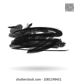 Grey  brush stroke and texture. Grunge vector abstract hand - painted element. Underline and border design.