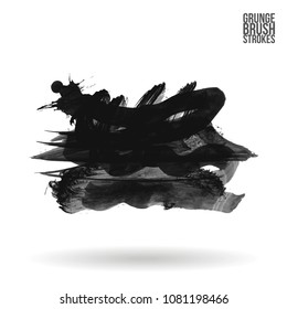 Grey  brush stroke and texture. Grunge vector abstract hand - painted element. Underline and border design.