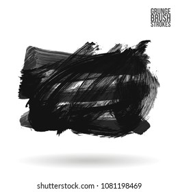 Grey  brush stroke and texture. Grunge vector abstract hand - painted element. Underline and border design.