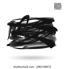 Grey  brush stroke and texture. Grunge vector abstract hand - painted element. Underline and border design.