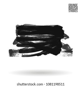Grey  brush stroke and texture. Grunge vector abstract hand - painted element. Underline and border design.