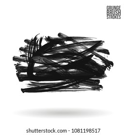 Grey  brush stroke and texture. Grunge vector abstract hand - painted element. Underline and border design.