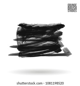 Grey  brush stroke and texture. Grunge vector abstract hand - painted element. Underline and border design.
