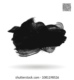 Grey  brush stroke and texture. Grunge vector abstract hand - painted element. Underline and border design.