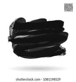 Grey  brush stroke and texture. Grunge vector abstract hand - painted element. Underline and border design.