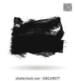 Grey  brush stroke and texture. Grunge vector abstract hand - painted element. Underline and border design.