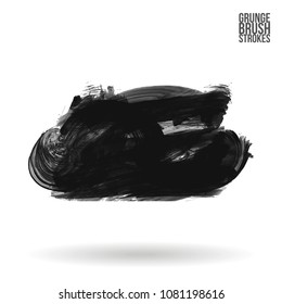 Grey  brush stroke and texture. Grunge vector abstract hand - painted element. Underline and border design.