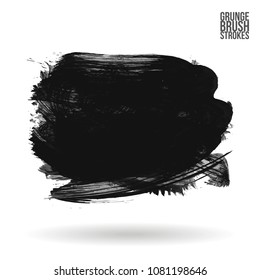 Grey  brush stroke and texture. Grunge vector abstract hand - painted element. Underline and border design.