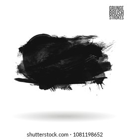 Grey  brush stroke and texture. Grunge vector abstract hand - painted element. Underline and border design.