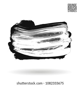 Grey  brush stroke and texture. Grunge vector abstract hand - painted element. Underline and border design.